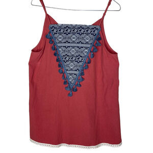 THML Women's Tank Top Size Small Aztec Tassels Coastal Cowgirl‎ Casual